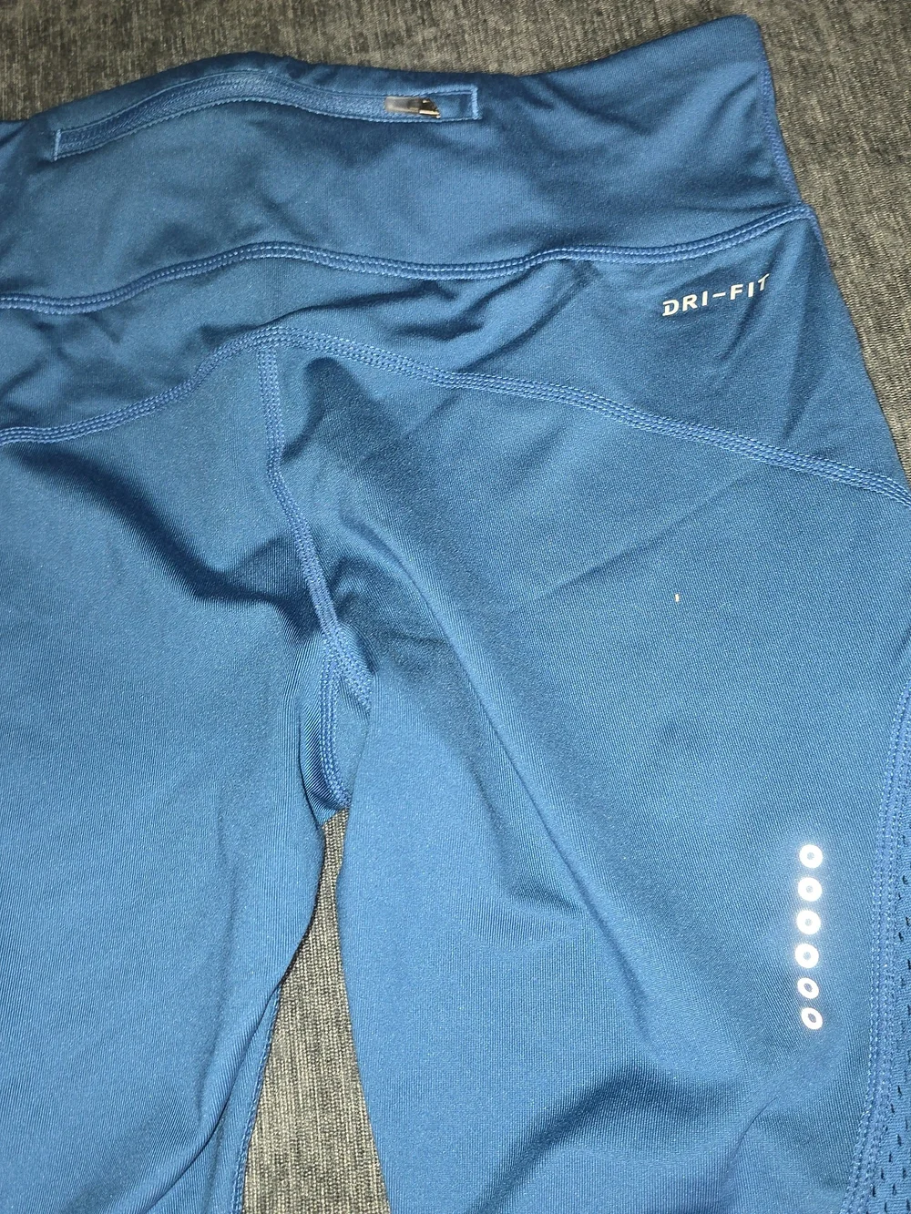 Nike Dri-FIT Fast Crop Running Leggings Teal Blue Mesh Panels Size Small S
